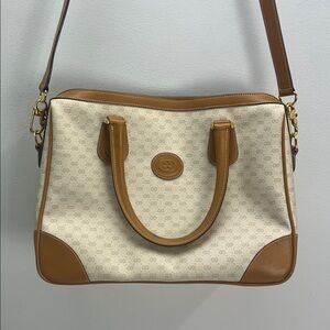 Vintage Gucci Micro GG Boston Bag Cream Tan Monogram Classic Old Money Crossbody